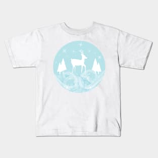 Light Blue Wintery Scene Kids T-Shirt